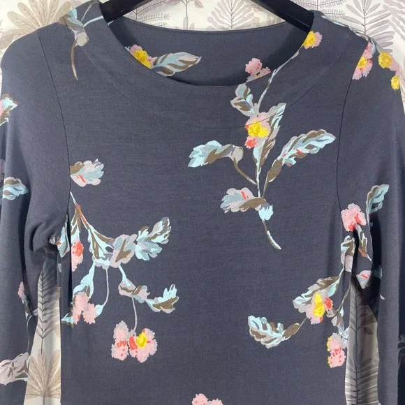 Joules Beth Floral Fit & Flare Dress Blue‎ Floral Pleated Long Sleeve Size US 6 - Picture 2 of 11